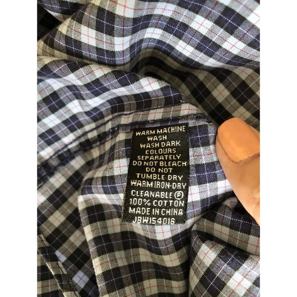 Jeff Banks Mens Blue Plaid Long-Sleeve Reverse Cuff Button-Down Shirt Size - XXL - Picture 7 of 7